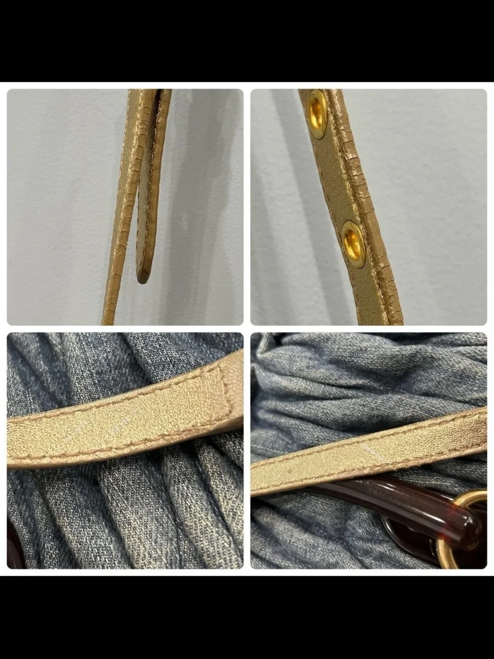 Miu Miu Blue Denim Matelassé Tote with Gold Hardware